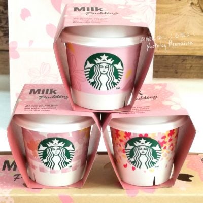 春のスタバプリンは、さくらクロス付き♡ミルクプリンさくらアソート