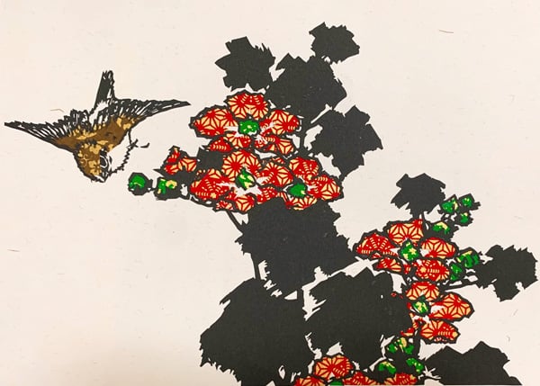 切り絵で魅せる♪葛飾北斎「芙蓉に雀」【by 戸田友美さん】 | リビング