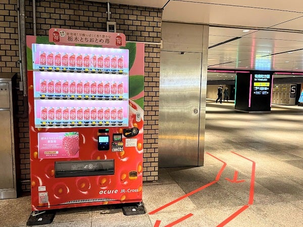 東京駅】いちごドリンク専用自販機で「栃木とちおとめ苺」を買っ