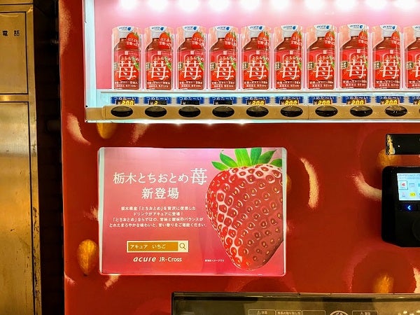 東京駅】いちごドリンク専用自販機で「栃木とちおとめ苺」を買ってみた