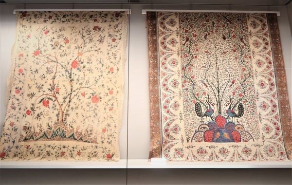 インド 銀更紗 お寺のタペストリー 19世紀後期 使い古す