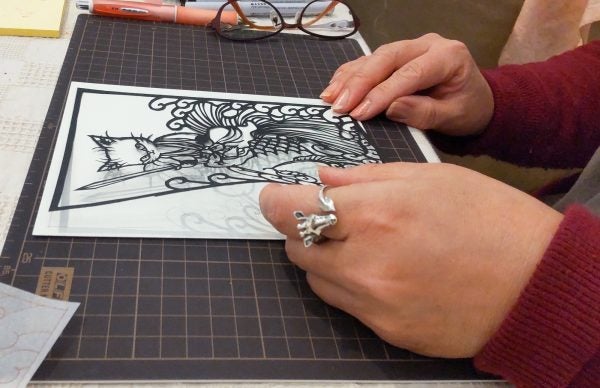 松風直美さん　三毛猫　切り絵 東日本橋】粋な猫たちによる浮世絵オマージュ切り絵 松風直美