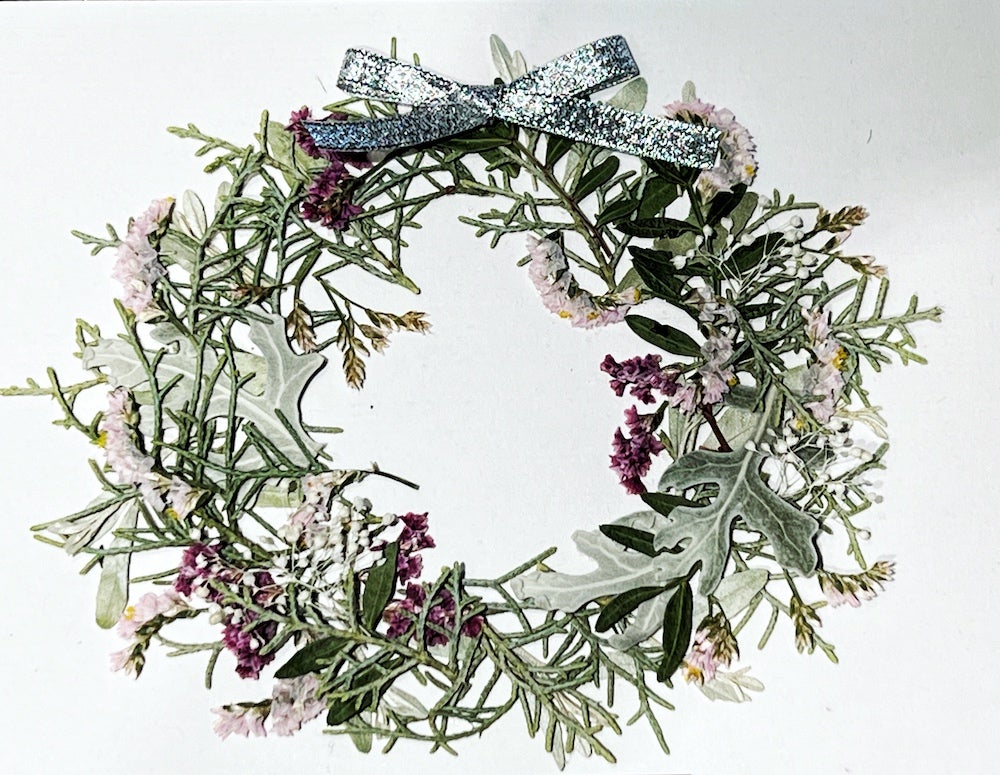 押し花アート「クリスマスリース」 聖なる夜の星降るクリスマスリース 押し花アート額 その他アート