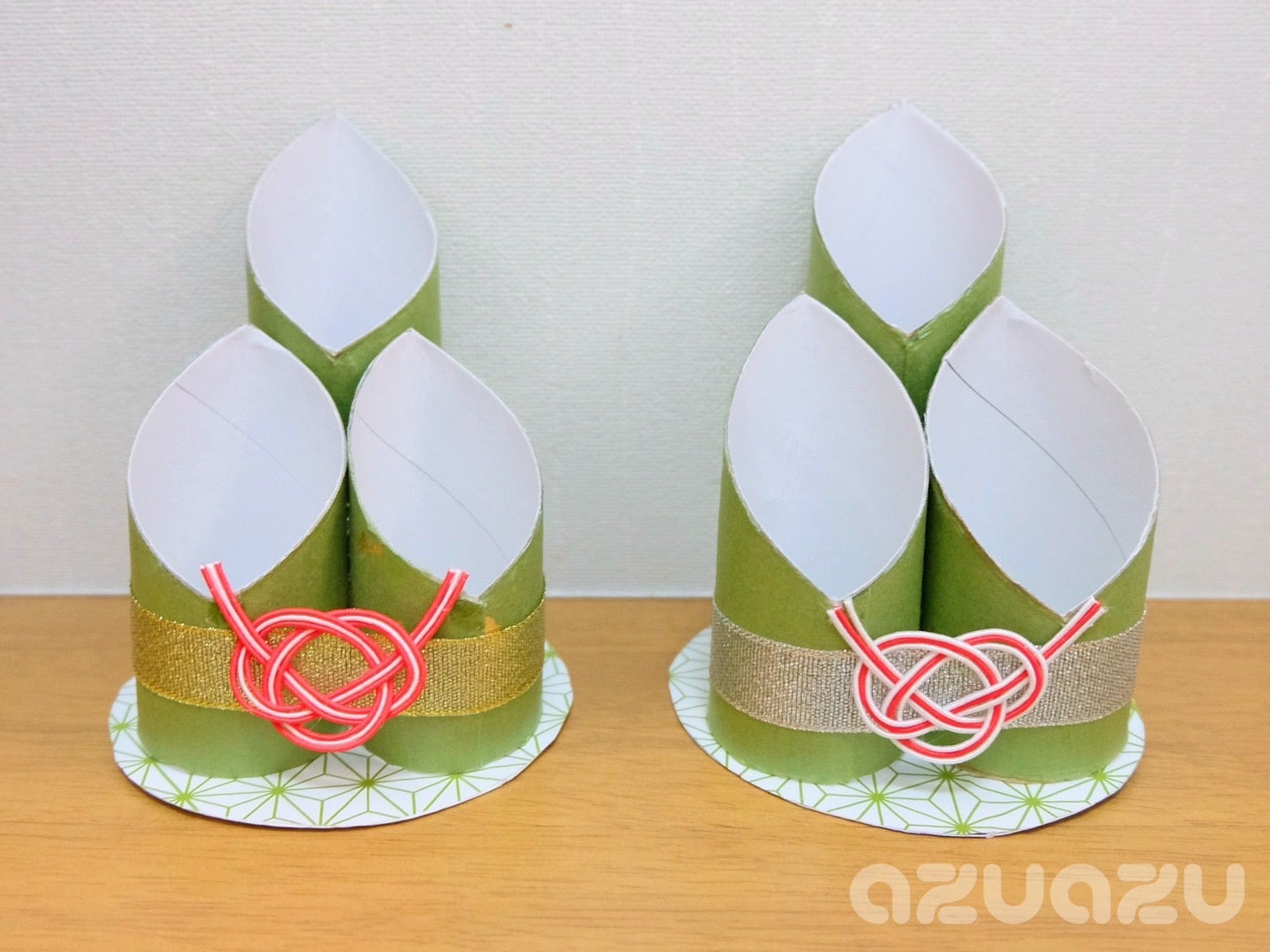 お正月飾り】ペーパー芯で作るシンプルな門松！あわじ結びに挑戦