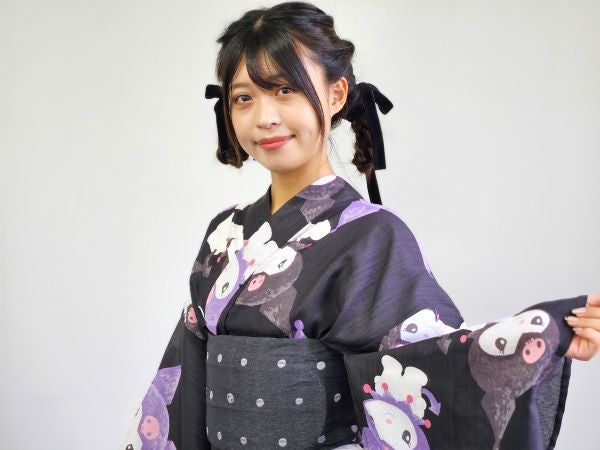 新品 ふりふ × サンリオキャラクターズ　クロミ　浴衣　帯セット L コラボ 新宿】「ふりふ」×「サンリオキャラクターズ」コラボ浴衣で