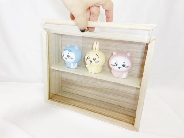 3coins 窓付き木製ディスプレイ収納／カプセルト イコレクション
