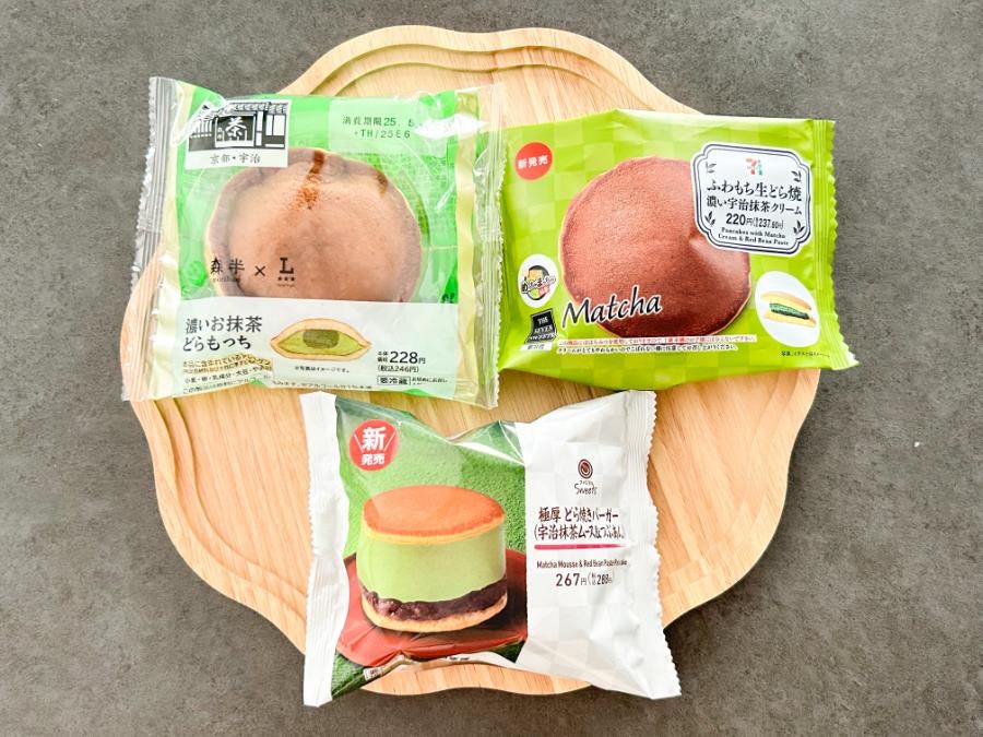 コンビニ3社から「抹茶どら焼き」が揃い踏み♪濃さとモチモチ感、食べ