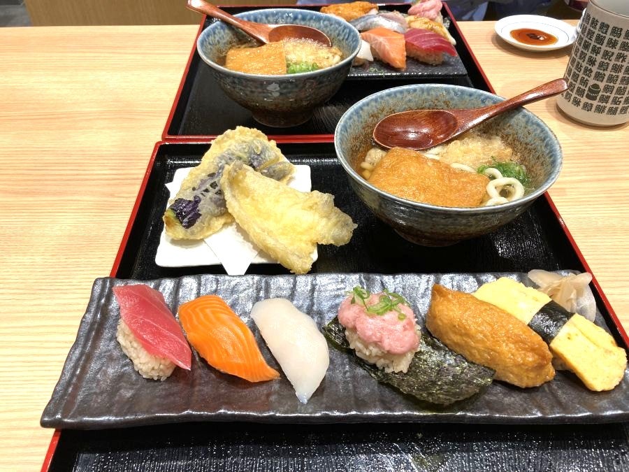 イオンモール仙台上杉】ランチの杉玉定食は寿司に天ぷら・うどん付きで