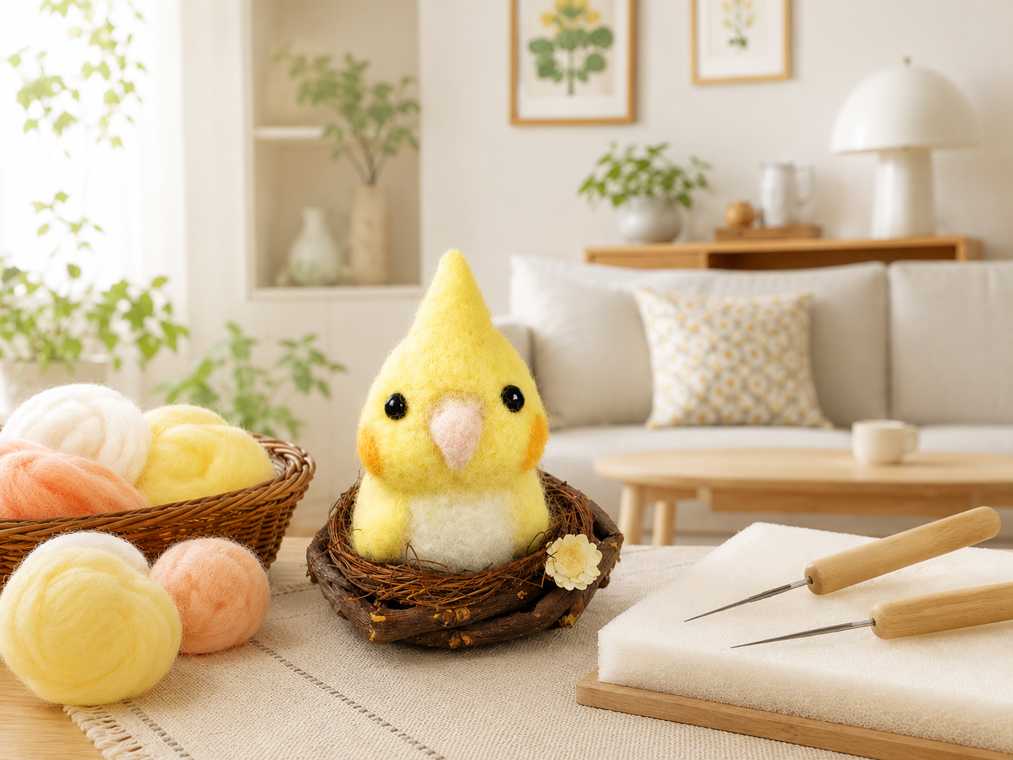 1回】 羊毛フェルトで作る「オカメインコ」1日講座 ①9/1、②9/15
